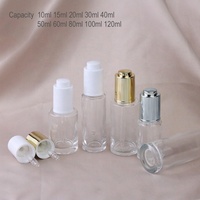 En stock – Flacon compte-gouttes cylindrique en verre transparent de 120 ml (4 oz) à épaulement plat pour cosmétiques, flacon compte-gouttes de 2 oz pour huile de parfum