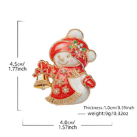 Preciosos broches navideños de esmalte con diseño de muñeco de nieve para mujer, unisex, con diamantes de imitación, personaje navideño, broches para fiesta de Año Nuevo, regalos