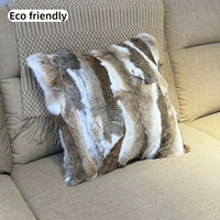 Coussin décoratif en fourrure de lapin véritable haute densité, doux et agréable pour la peau, coussin carré pour la décoration intérieure
