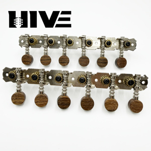 HIVE Exquisite 6L6R Clavijas de <span class=keywords><strong>Afinación</strong></span> para <span class=keywords><strong>Guitarra</strong></span> Eléctrica de 12 Cuerdas y 6 Rodillos con Cabeza Redonda de Acero y Mango de Madera de Acacia - Product Image 5