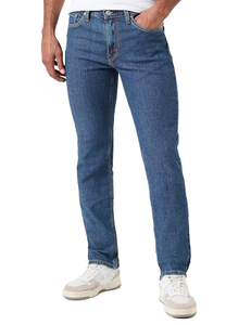Men's Vintage Breathable Summer <b>Embroidered</b> Mid Waist Solid Denim Pants - Product Image 1