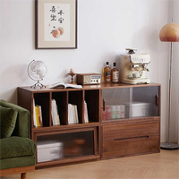 Ensemble de meuble TV et table basse en bois massif de style minimaliste nordique, noyer noir d'Amérique du Nord, armoire de rangement pour salon