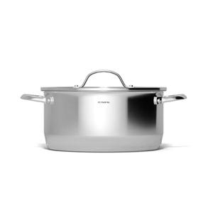 Casserole à deux poignées avec couvercle en verre 20 cm, en acier inoxydable, pour cuisinière - Product Image 1