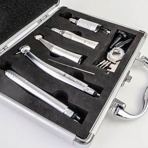 Dental Handpiece <b>Set</b> With Light 3 Point Water <b>Spray</b> High Speed Turbine Low Speed Air Powered Cleaning Aluminum Case - Product Image 1