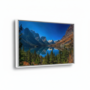 Lienzo impreso del paisaje natural del lago Saint Mary y de la isla Wild Goose, 1P-White con marco - Product Image 2