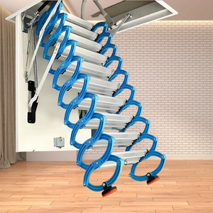 Escalier pliant métallique intérieur monté au plafond, escabeau escamotable manuel pour grenier - Product Image 3