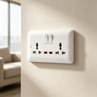 Prise murale double 13A personnalisée OEM avec indicateur néon, alimentation domestique, interrupteurs à prise murale en gros