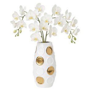 Vaso in ceramica con motivo a cerchi dorati per decorare la casa, soggiorno, camera da letto, ufficio, scrivania. - Product Image 2