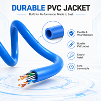 Cable LAN CAT6 para Interiores, Conductor CCA, 8 Hilos Trenzados, Revestimiento de PVC Azul, Embalaje en Caja, para Red Gigabit
