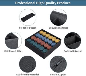 Commode pliable à 24 cellules Boîtes de rangement pour sous-vêtements <span class=keywords><strong>Tiroir</strong></span> à chaussettes Organisateur Diviseur pour placard - Product Image 4