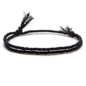 Braccialetto di corda di <span class=keywords><strong>cotone</strong></span> semplice tessuto fatto a mano in puro colore nappa bracciale regolabile per gli uomini delle donne - Product Image 2
