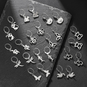 Pendientes de acero de titanio a la moda con diseño de animales del zodíaco, mariposa, oso, abeja, para mujer, joyería ligera de lujo - Product Image 4