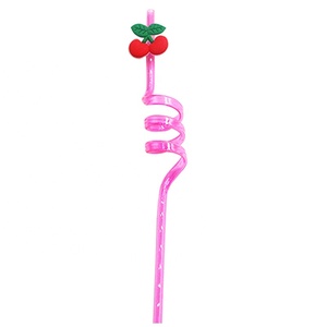 Toppers créatifs en forme de fruits réutilisables, 1 lot, pailles bouclées de Bar pour fête, cocktail coloré, pailles pour décoration - Product Image 4