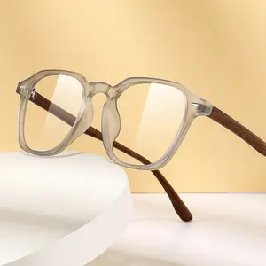 Lunettes rétro en grain de bois lunettes de jeu d'ordinateur cadres optiques Tr90 cadre lunettes de blocage de la lumière bleue
