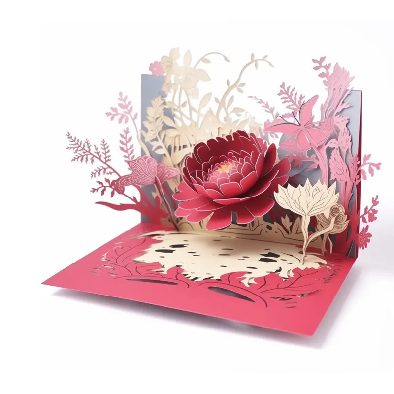 कागज पॉप अप कार्ड 12 इंच जीवन आकार के साथ हमेशा के लिए फूल गुलदस्ता 3D पॉपअप ग्रीटिंग कार्ड नोट कार्ड