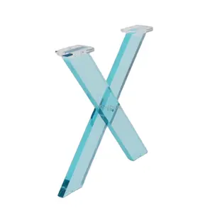 Blue Acrylic X-shape Support Leg For Table