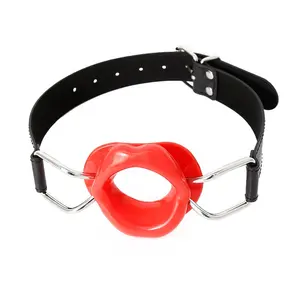 Lip Gag with Pu Strap Sex Slave Silicone Lips O Ring Open Mouth Gag Oral Fetish Bdsm Bondage Restraints Erotic sexual toys adult