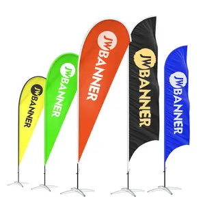 Custom Advertising Feather Flag Banner With Poles And Ground Spike For Business Promotion