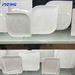 Usine Vente En Vrac Stocké Blanc Assiette Plate Blanc Pur En Céramique Irrégulier Dessert Salade Plat Hôtel Porcelaine Restaurant - Product Image 2