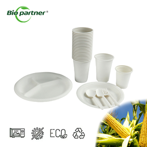 Nhà Máy Bán Buôn Màu Sắc Tự Làm Tinh Bột Ngô Khay Dùng Một Lần Bữa Tiệc Sinh Nhật Bữa Ăn Tối Tấm Phân Hủy Sinh Học Bộ Đồ Ăn - Product Image 1