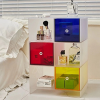 Table d'appoint de canapé personnalisée en acrylique, meuble de rangement coloré, table de chevet, présentoir en acrylique avec tiroir