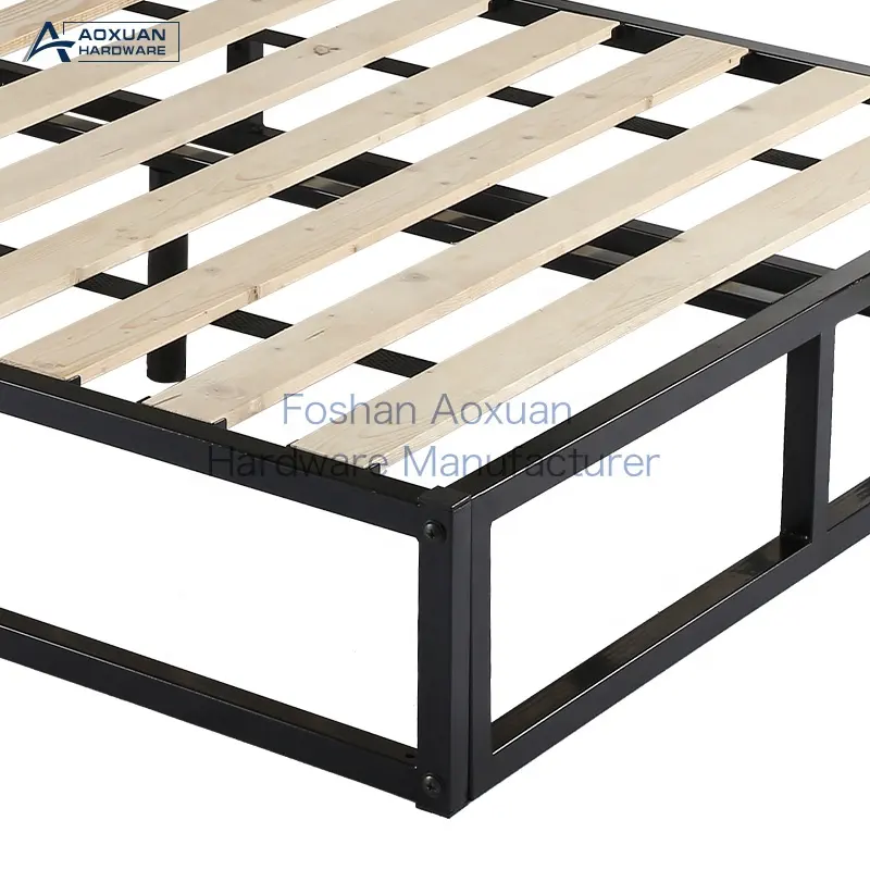 In stock Free Sample Full Size Assembly Easily Metal Platform Bed Frame Wooden