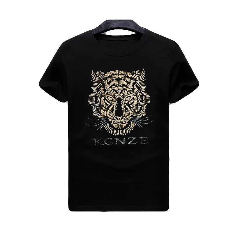 Clothes 2022 luxury t shirt men Printing Bling Tiger Graphic Rhinestone T shirt For Mens