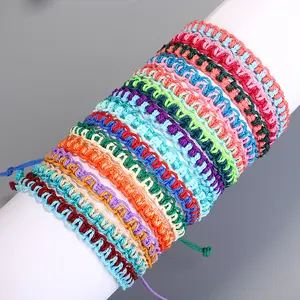 2022 Fashion Jewelry Summer Beach Women Friendship Colorful Wax Cord Thread Woven Bracelets