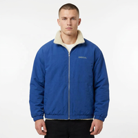Veste réversible personnalisée pour homme en nylon 400G avec doublure polaire thermique pour streetwear à marque privée, veste d'extérieur avec logo brodé