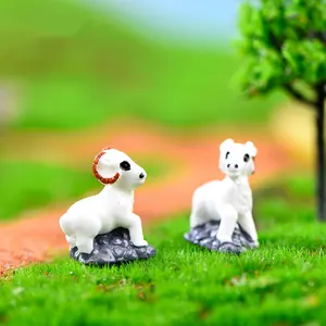 Mini 3D keçi koyun reçine çim dekorasyon Dollhouse DIY sanat Charm el sanatları aksesuarları kum masa hayvanlar dekoratif heykelcik