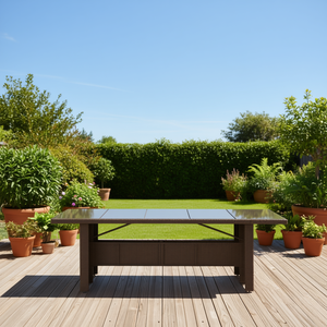 <b>Brown</b> Pe Rattan Outdoor <b>Table</b> 94.5 X 35.4 Inches Durable Contemporary Design - Product Image 2