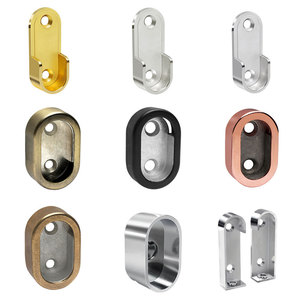 Zinc Alloy Oval Closet Rod End Supports Polished Chrome Surface Rear <b>Pin</b> Fixing Structure Complete Mounting - Product Image 3