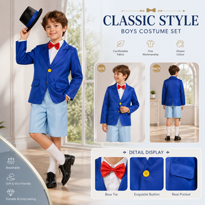 Disfraz de Detective <span class=keywords><strong>Conan</strong></span> para <span class=keywords><strong>Halloween</strong></span>, Conjunto de Disfraz con Blazer Azul y Corbata de Moño Roja de Poliéster para Adultos - Product Image 2