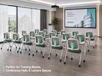 Chaises empilables pour événements et formations, chaise de conférence avec tablette rabattable à 180 degrés, porte-gobelet dissimulé pour salle de réunion