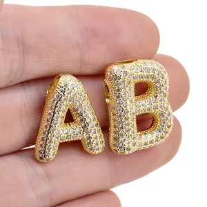 New Initials Letters Pendant Zircon 18K Gold Plated 26 Alphabet Custom Name Necklace Jewelry Making Accessories Charms For Women