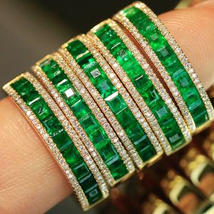 อาซูโอ 18K ทองคำแท้สีเหลืองเพชรแท้ธรรมชาติมรกตคุณภาพสูงสวมใส่ทุกวันแหวนของขวัญสำหรับสุภาพสตรีวันเกิดปาร์ตี้ Au750 - Product Image 5