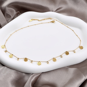 <span class=keywords><strong>Collana</strong></span> in Acciaio al Titanio, Stili Multipli, Design Geometrico a Petalo <span class=keywords><strong>di</strong></span> Trifoglio con Strass, Gioielli alla Moda Direttamente dalla Fabbrica - Product Image 4