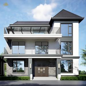 Villa de luxe moderne néo-classique sur trois étages avec façade contrastée et toit solaire, service de rénovation et de conception - Product Image 1