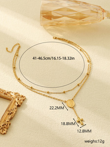 <span class=keywords><strong>Collana</strong></span> <span class=keywords><strong>Rosario</strong></span> a Doppio Strato Placcata <span class=keywords><strong>Oro</strong></span> 18K, Pendente <span class=keywords><strong>in</strong></span> Acciaio Inox con Vergine Maria e Croce, Gioielli alla Moda per Donne - Product Image 6