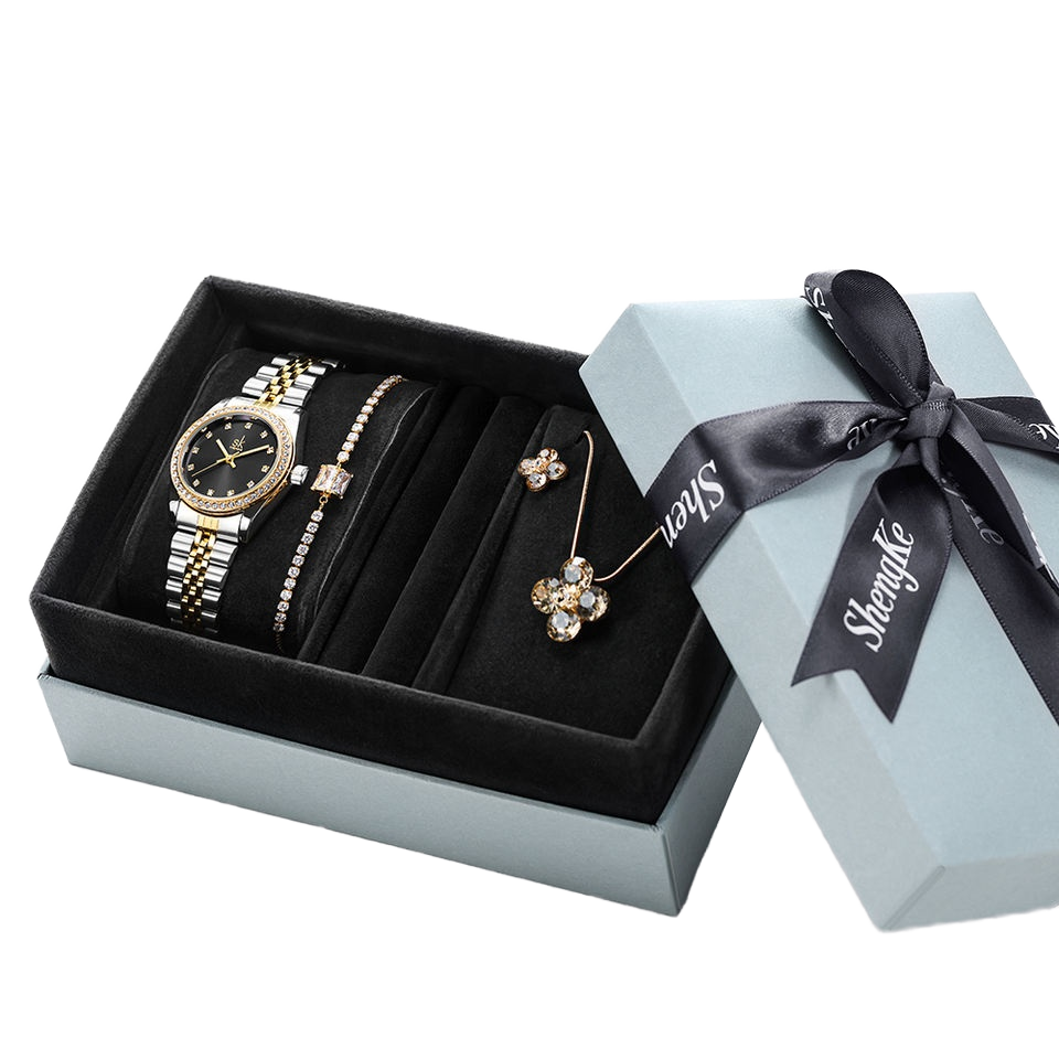 Mulan Women's Luxury Jewelry & Watch Set with Citizen Movement Stainless Steel Band Water Resistant