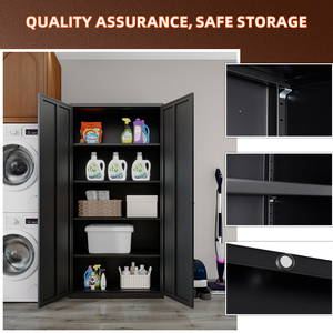 <span class=keywords><strong>Armoire</strong></span> de rangement en acier moderne avec étagères réglables pour garage de bureau à domicile - Product Image 3