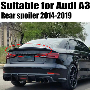 สปอยเลอร์หลัง ABS สำหรับรถยนต์ Audi A3 S3 Sedan ปีกหลังสีดำและสีขาว รุ่นปี 2014 2015 2016 2017 2018 2019 - Product Image 1