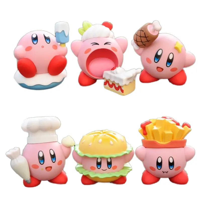 Kirby'nin Anime bebek eylem şekilli kalıp 6 adet/takım PVC oyuncak dekorasyon kek araba taşıma için Set gizem kutuları kategori kör kutu