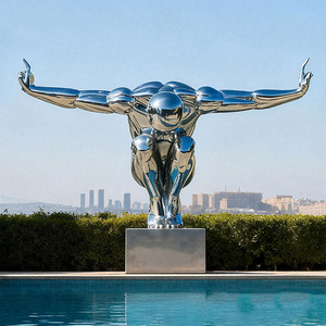 Sculpture abstraite décorative moderne en métal 3D pour homme, art mural, sculpture humaine grandeur nature en acier inoxydable, <span class=keywords><strong>statue</strong></span> design - Product Image 1