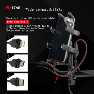 ที่ยึดโทรศัพท์มือถือแบบ USB ยี่ห้อ N-Star สำหรับ <span class=keywords><strong>iPhone</strong></span> และ Android ใช้ได้กับแฮนด์มอเตอร์ไซค์และในรถยนต์ - Product Image 5