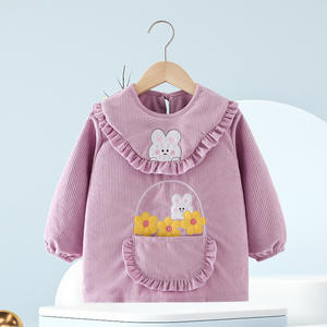 Babero con cuello de encaje <span class=keywords><strong>Cluny</strong></span> antiguo, punto pequeño de conejito cosido a mano y costillas de 14 gallos, delantal de fiesta de té real para niñas - Product Image 1