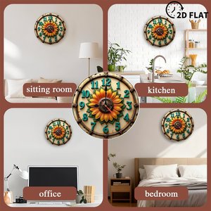 Round Wooden Wall <b>Clock</b> 25x25Cm Silent Non Ticking Cafe Restaurant Decor - Product Image 5
