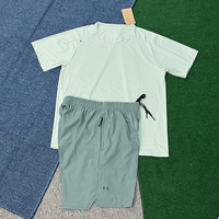 Ensemble de survêtement d'été pour homme, couleur unie, séchage rapide, t-shirt à manches courtes et short, respirant, pour la gym et le sport