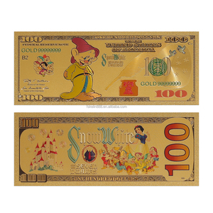 9 Design Cartoon Plastic Gold Foil Plated Banknotes Anime Princess and Dwarf <strong>Card</strong> for Gift - Product Image 4