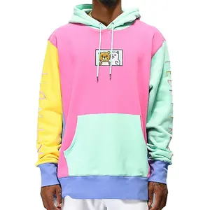 Kışlık kazak Hoodie erkekler moda özel Logo işlemeli Colorblock boş düz Polyester afrika Hoodies